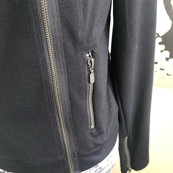 VALETTE Black Ponte Cotton Motocycle Jacket Asymmetrical Zipline Crop Size 10 - Picture 8 of 17